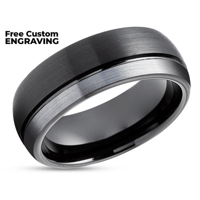 Black Tungsten Ring - Black Tungsten Wedding Band - Gray Wedding Ring - Black Ring