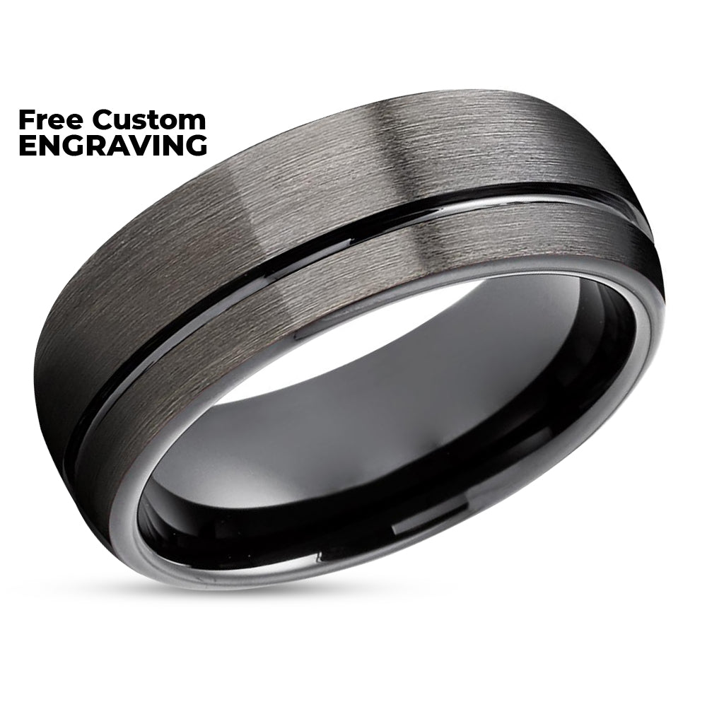 Black Tungsten Wedding Ring - Gunmetal Wedding Ring - Black Wedding Band - Gunmetal Band