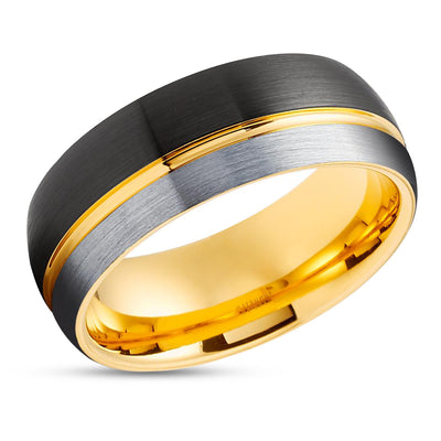 Black Tungsten Ring - Rose Gold Tungsten - Yellow Gold Tungsten Ring - 8mm Yellow Gold Ring