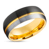 Yellow Gold Wedding Ring - Black Wedding Band - 18k Yellow Gold - Tungsten Ring - Black