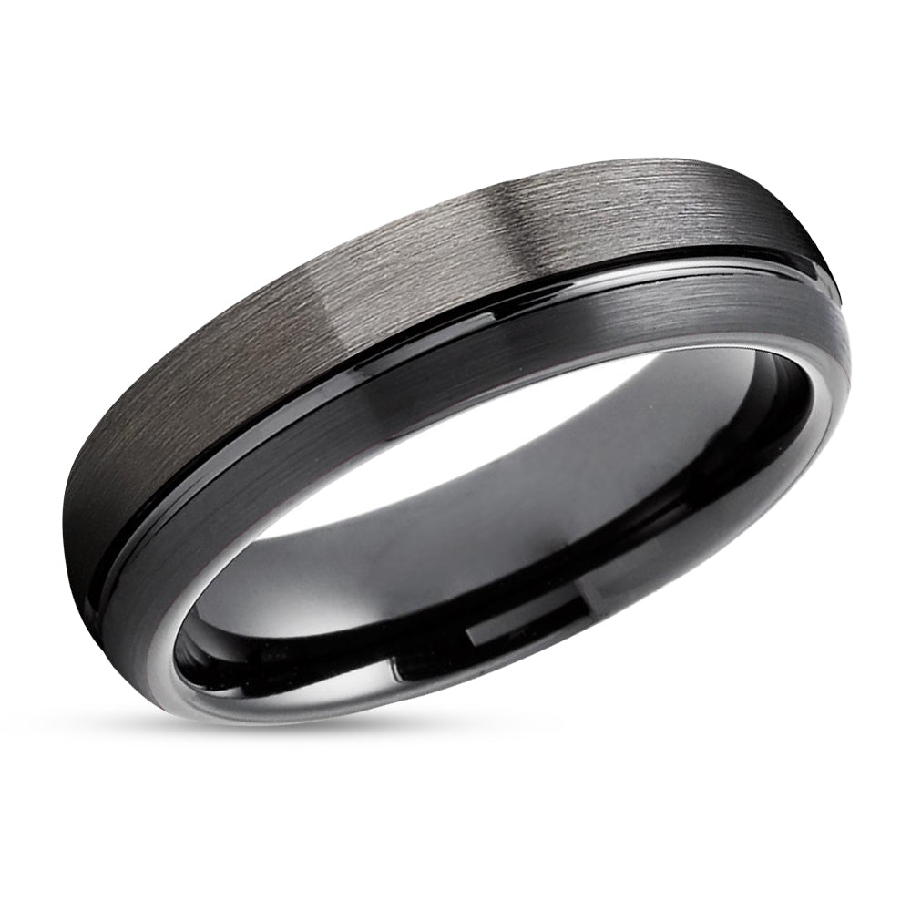 Black Tungsten Wedding Ring - Gunmetal - Tungsten Wedding Band - Black Wedding Ring