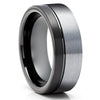 Black Wedding Ring - Gray Tungsten Ring - Black Wedding Band - Tungsten Wedding Band