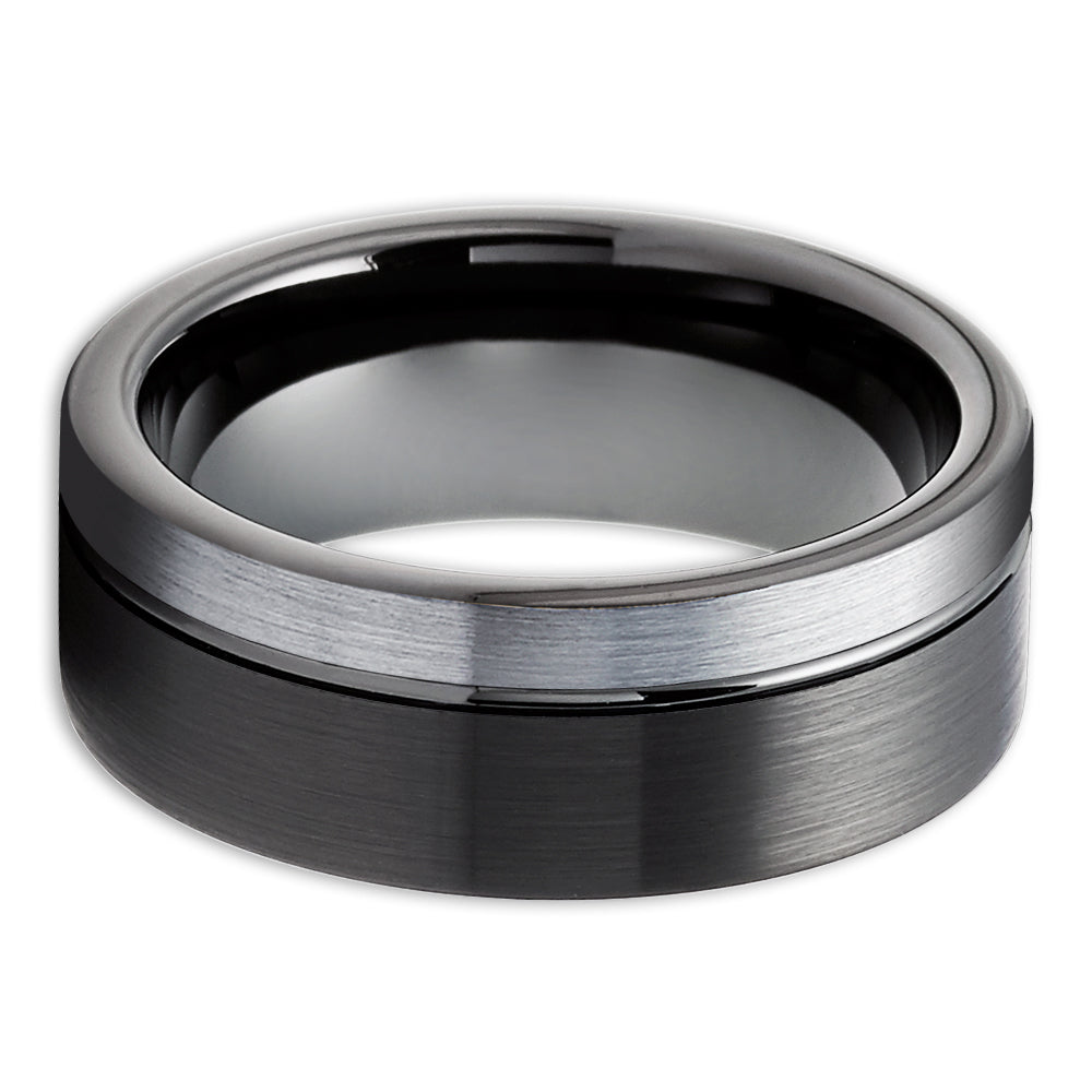 Black Tungsten Wedding Ring - Black Wedding Band - Tungsten Carbide Ring - Black