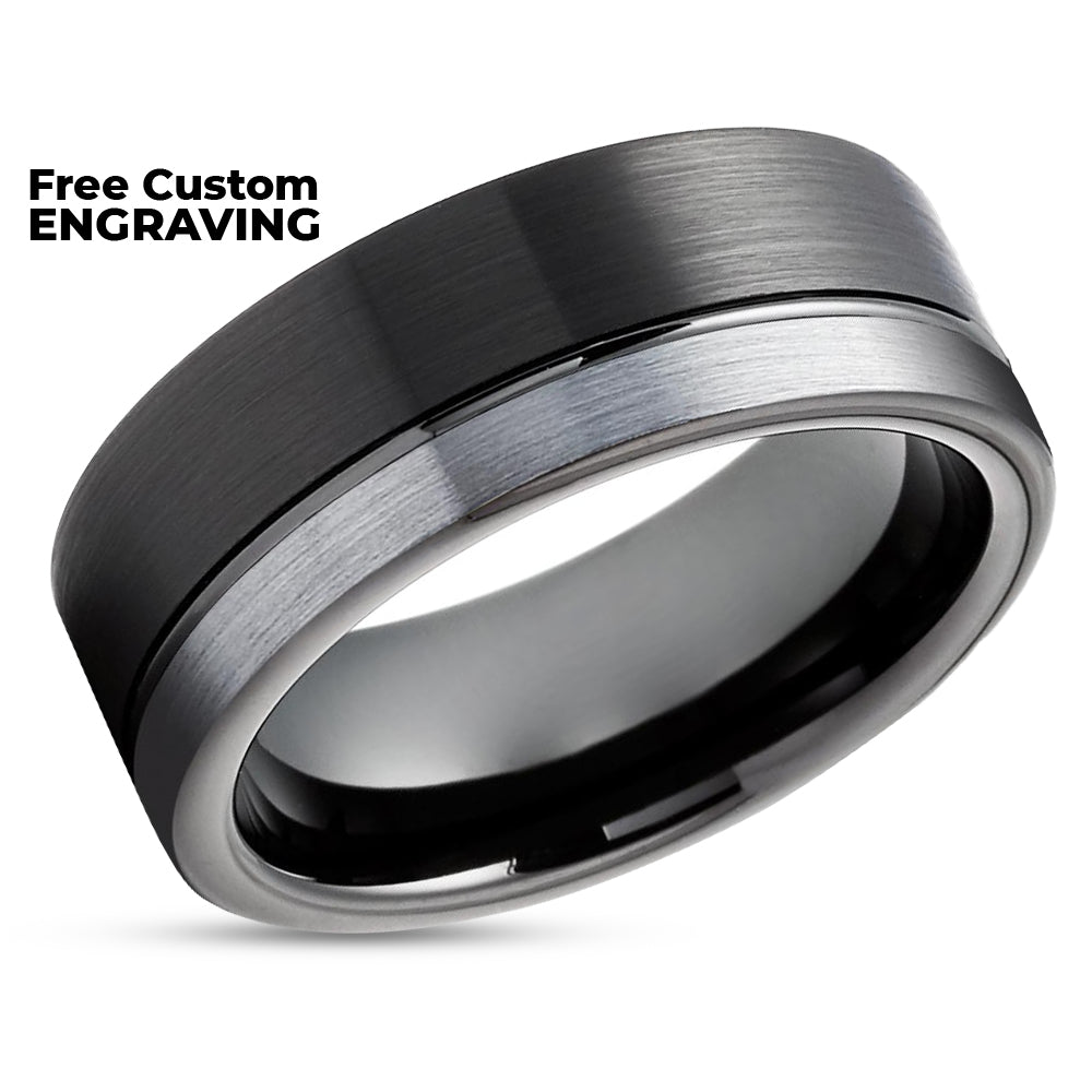 Black Tungsten Wedding Ring - Black Wedding Band - Tungsten Carbide Ring - Black