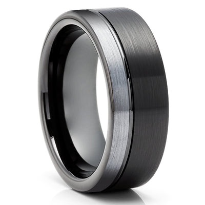 Black Tungsten Wedding Ring - Black Wedding Band - Tungsten Carbide Ring - Black