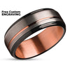 Rose Gold Wedding Ring - Gunmetal Wedding Ring - Tungsten Wedding Ring - Engagement Ring