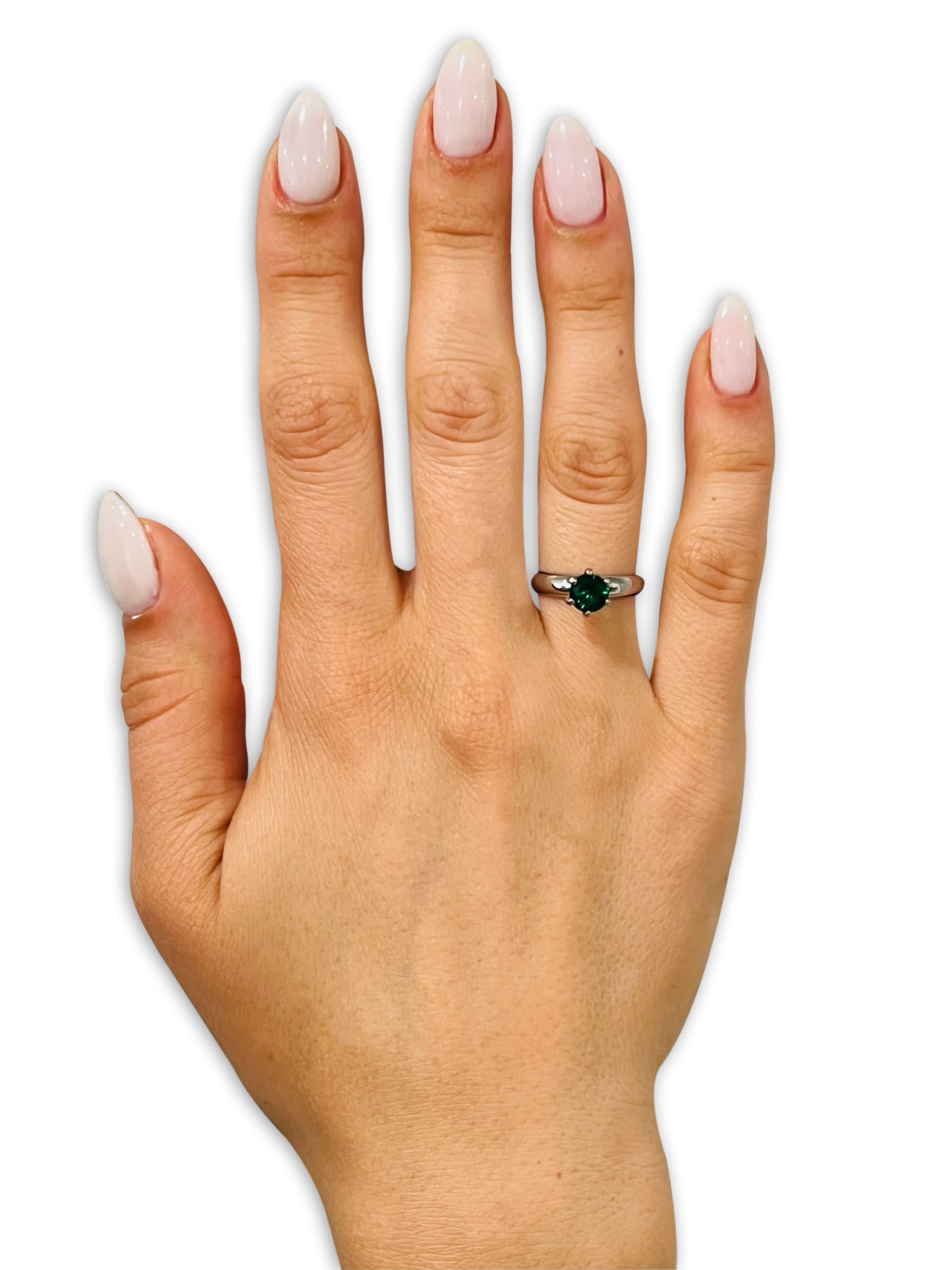 Solitaire Wedding Ring - Emerald Wedding Ring - Solitaire Wedding Ring - Titanium Ring - Silver