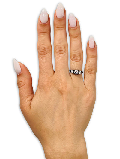 Titanium Wedding Ring - Solitaire Wedding Ring - White Diamond Ring - Anniversary Ring
