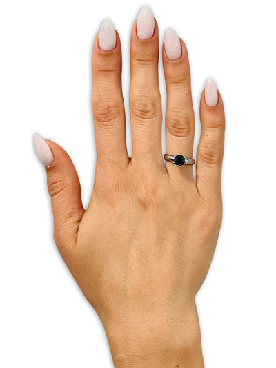 Black Diamond Ring - Solitaire Wedding Ring - CZ Wedding Ring - Engagement Ring - Titanium Ring