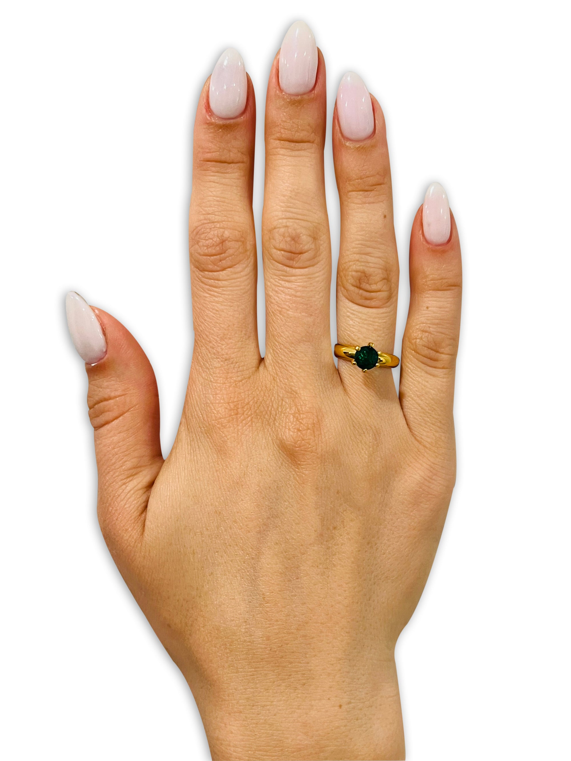 Ladies CZ Wedding Ring - Solitaire Wedding Ring - Yellow Gold Solitaire Ring - Emerald Ring