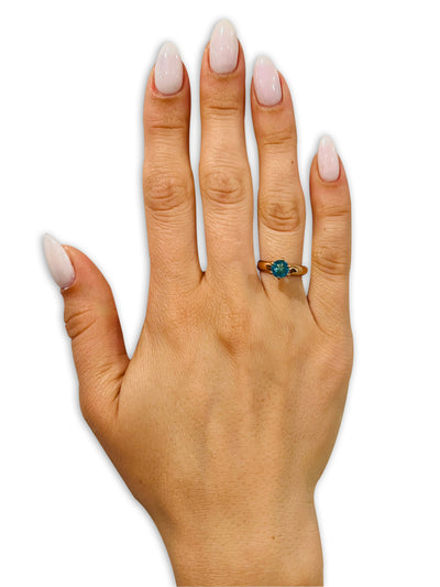Aquamarine Wedding Ring - Rose Gold Ring - Titanium Wedding Ring - CZ Wedding Ring