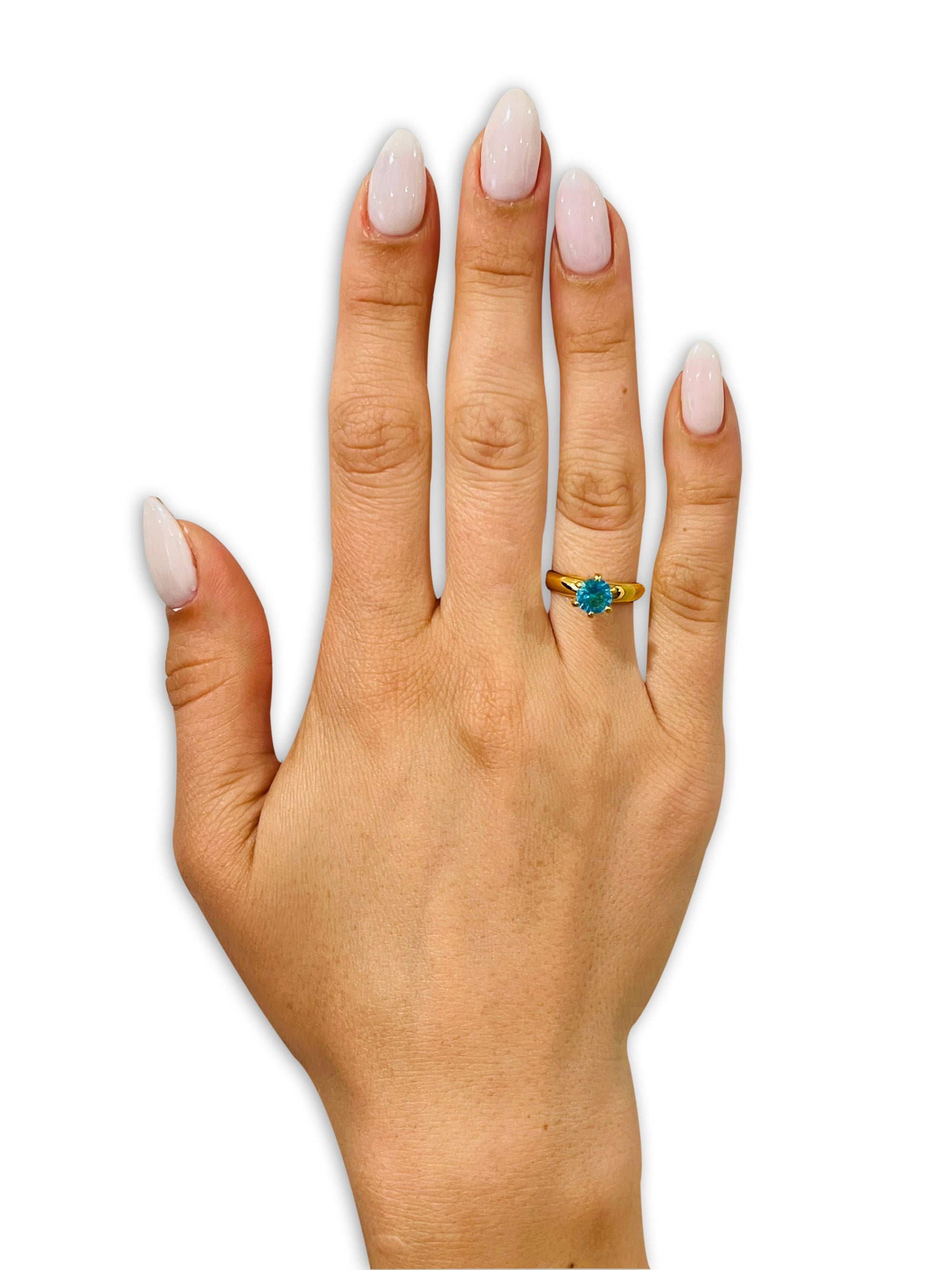Yellow Gold Solitaire Wedding Ring - Aquamarine Wedding Ring - Solitaire Ring - Anniversary Ring