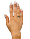 Yellow Gold Solitaire Ring - Aquamarine Wedding Ring - Titanium Ring - Solitaire Ring - Anniversary
