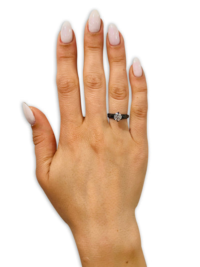 Black Solitaire Wedding Ring - CZ Wedding Ring - Titanium Wedding Ring - Engagement Ring