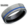 Black Wedding Ring - Gunmetal Tungsten Ring - Blue Tungsten Ring - Gunmetal Ring