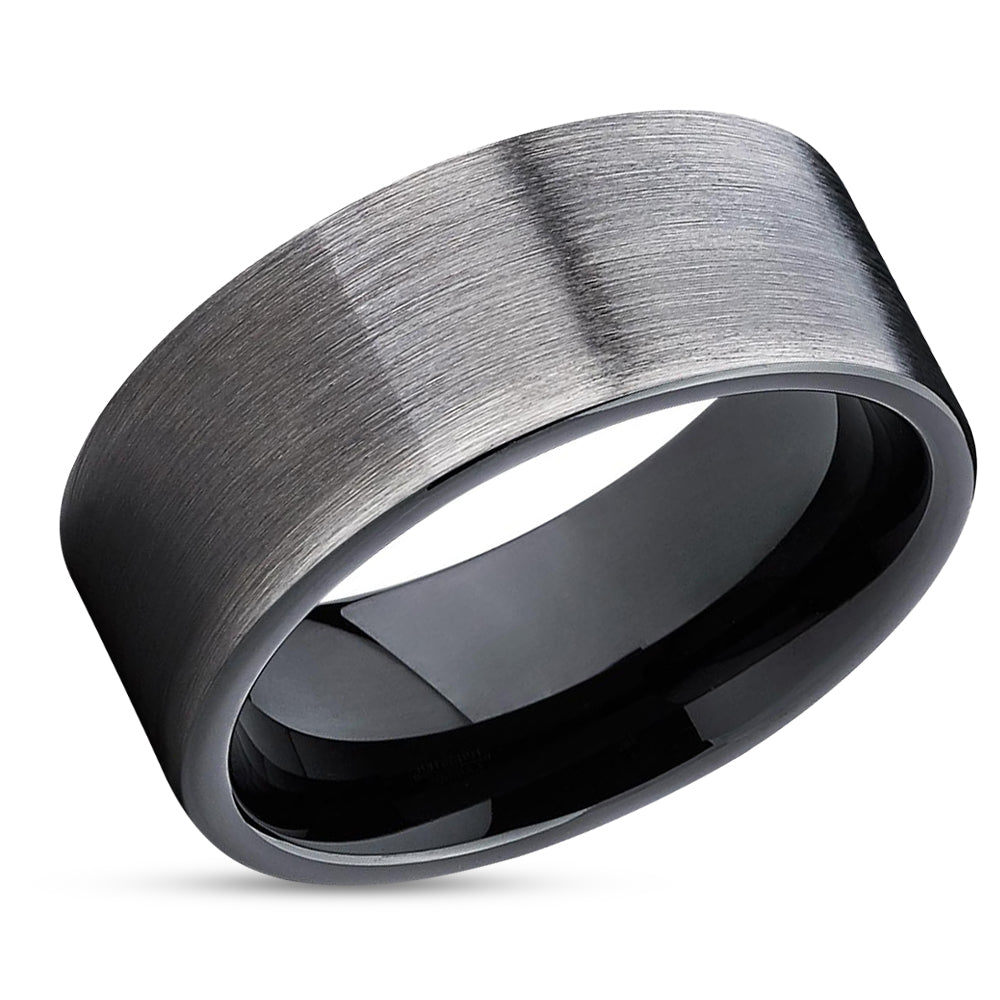Black Tungsten Wedding Band - Gray - Gunmetal Ring - Black Tungsten Ring - Gunmetal Band