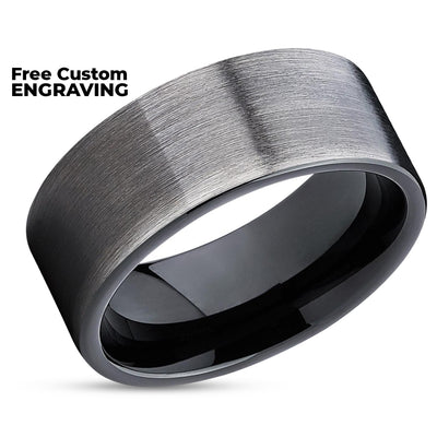 Black Tungsten Wedding Band - Gray - Gunmetal Ring - Black Tungsten Ring - Gunmetal Band