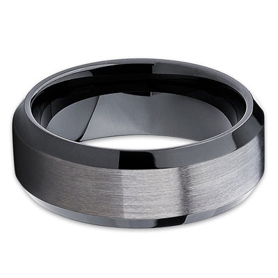 8mm Gunmetal Tungsten Ring - Black Ring - Tungsten Wedding Ring - Clean Casting Jewelry