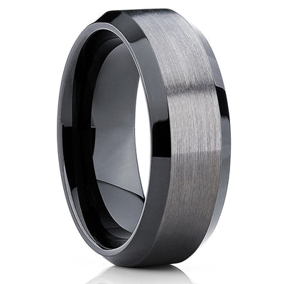 8mm Gunmetal Tungsten Ring - Black Ring - Tungsten Wedding Ring - Clean Casting Jewelry