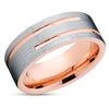 Rose Gold Tungsten Wedding Band - 8mm - Rose Gold Tungsten Ring - Wedding Ring