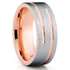 Rose Gold Tungsten Wedding Band - 8mm - Rose Gold Tungsten Ring - Brush - Clean Casting Jewelry
