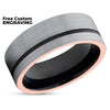 Gray Tungsten Ring - Black Wedding Ring - Black Tungsten Ring - Man's Ring