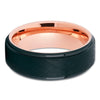 Black Tungsten Ring - Rose Gold Tungsten - Brush Tungsten - Men's Ring - Clean Casting Jewelry