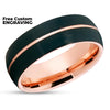 Rose Gold Tungsten Ring - Black Tungsten Ring - Black Wedding Ring - Tungsten Ring