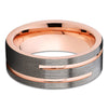 Rose Gold Tungsten Wedding Band - Gunmetal Ring - Gray Tungsten Ring - Clean Casting Jewelry