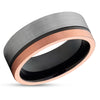 Black Tungsten Wedding Band - Rose Gold Tungsten - Men's Tungsten Ring