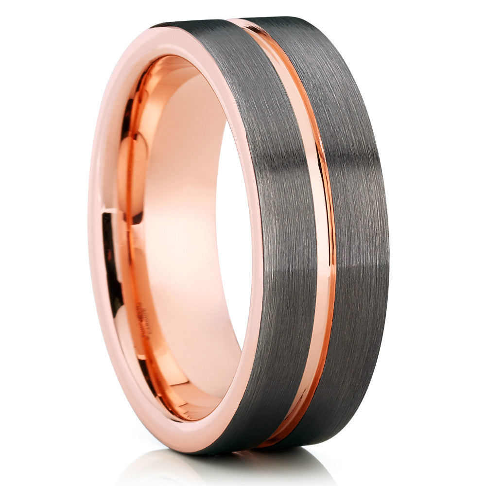 Rose Gold Tungsten Ring - Gray Tungsten Ring - Rose Gold Tungsten Band - Clean Casting Jewelry