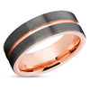 Rose Gold Tungsten Ring - Gray Tungsten Ring - Rose Gold Tungsten Band