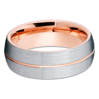 8mm - Rose Gold Tungsten Wedding Band - Dome - Rose Gold Tungsten - Clean Casting Jewelry