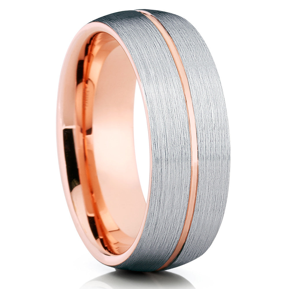 8mm - Rose Gold Tungsten Wedding Band - Dome - Rose Gold Tungsten - Clean Casting Jewelry