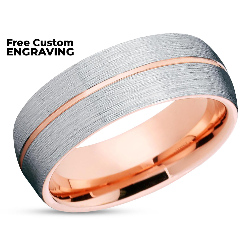 Rose Gold Wedding Ring - Tungsten Wedding Band - Rose Gold Ring - Band Ring