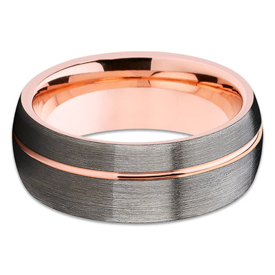 8mm - Rose Gold Tungsten Wedding Band - Gunmetal Ring - Rose Gold Tungsten - Clean Casting Jewelry