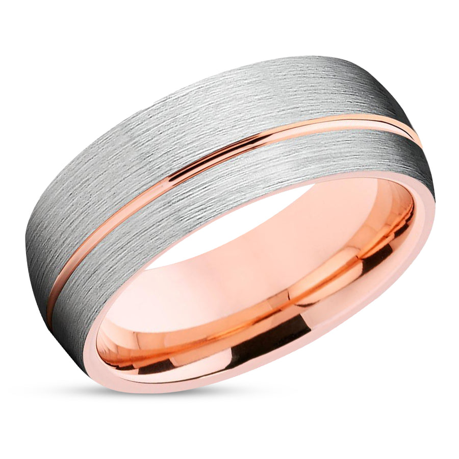 Rose Gold Tungsten Ring - Rose Gold Wedding Ring - Silver Wedding Ring - Tungsten