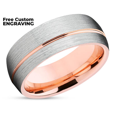 Rose Gold Tungsten Ring - Rose Gold Wedding Ring - Silver Wedding Ring - Tungsten
