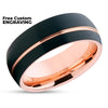 Rose Gold Wedding Ring - Black - Black Wedding Band - Tungsten Wedding Ring