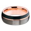 Black Wedding Band - Rose Gold Tungsten - Tungsten Wedding Ring - Clean Casting Jewelry
