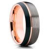 Black Wedding Band - Rose Gold Tungsten - Tungsten Wedding Ring - Clean Casting Jewelry