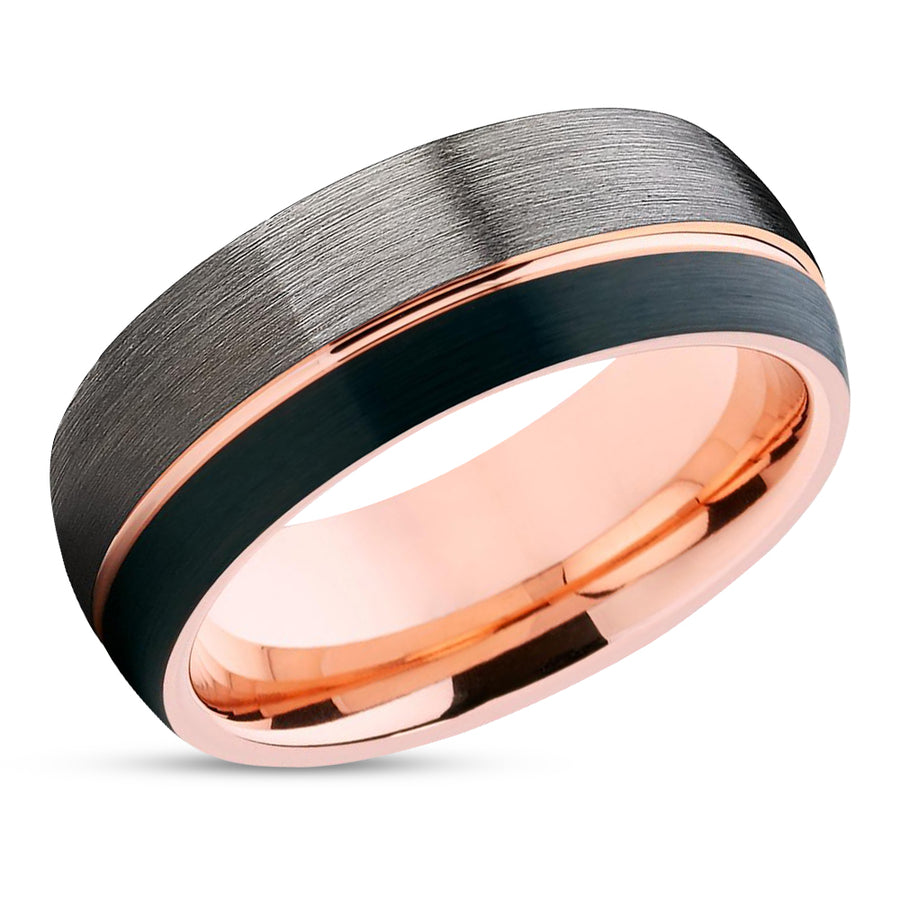 Rose Gold Wedding Ring - Gunmetal Wedding Ring - 18k Rose Gold Ring - Black Wedding Ring