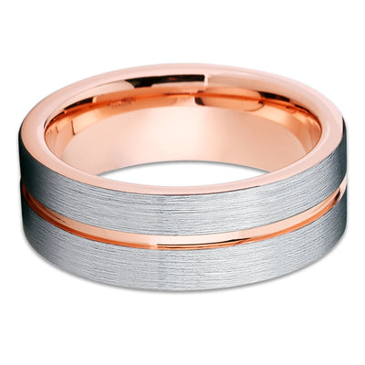 Rose Gold Tungsten Wedding Band - Brushed Ring - Tungsten Wedding Ring - Clean Casting Jewelry
