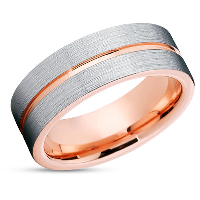 Rose Gold Tungsten Wedding Band - Wedding Ring - Rose Gold Wedding Ring - Unique