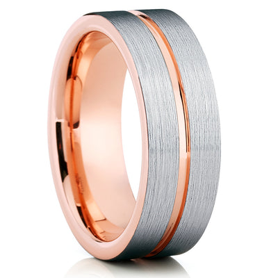 Rose Gold Tungsten Wedding Band - Brushed Ring - Tungsten Wedding Ring - Clean Casting Jewelry