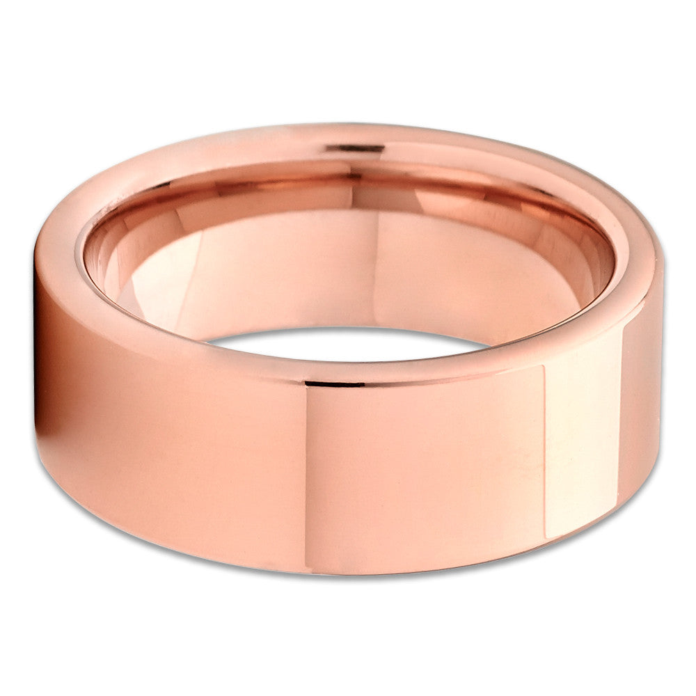 8mm - Rose Gold Tungsten Wedding Band - Shiny Polish - Tungsten Ring - Clean Casting Jewelry