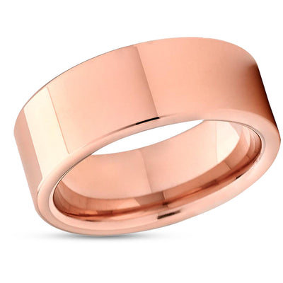 Rose Gold Wedding Ring - Rose Gold Tungsten Ring - Tungsten Wedding Band - Shiny