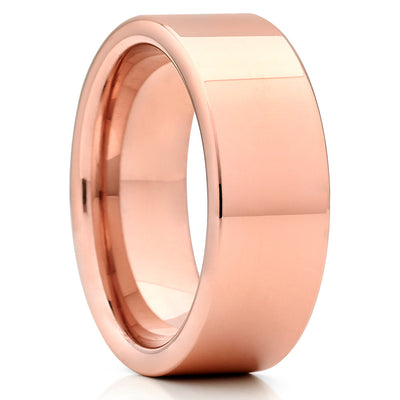 8mm - Rose Gold Tungsten Wedding Band - Shiny Polish - Tungsten Ring - Clean Casting Jewelry