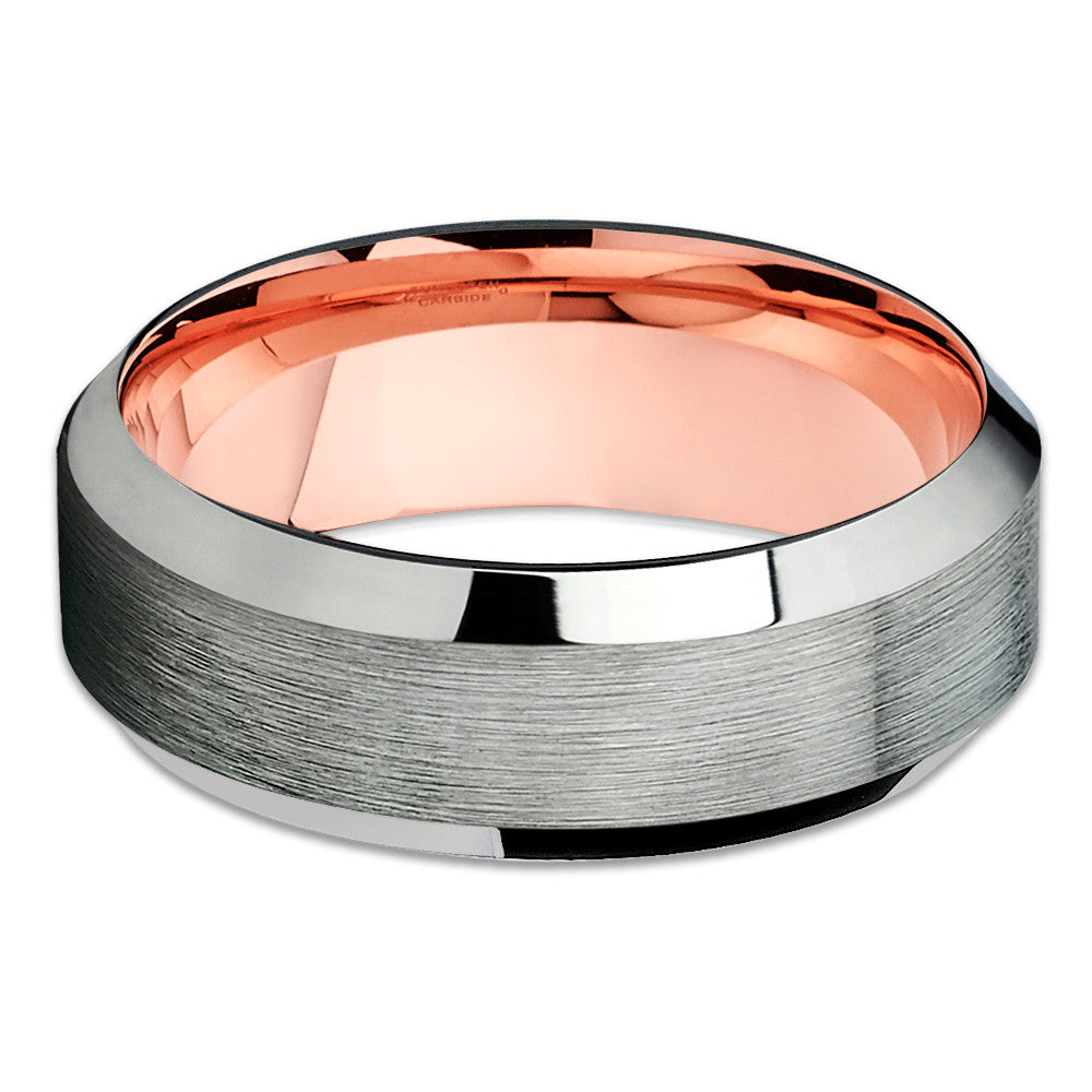 Black Tungsten Wedding Band - Rose Gold Tungsten Ring - Gunmetal Ring - Clean Casting Jewelry