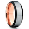 Rose Gold Tungsten Ring - Black - Rose Gold Tungsten Wedding Band - Brush - Clean Casting Jewelry